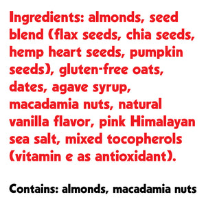 Almond Macadamia Seed + Nut Bar : 16 count