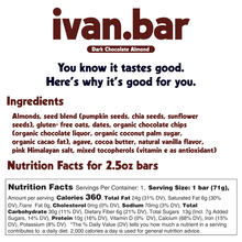 Load image into Gallery viewer, Dark Chocolate Almond Seed + Nut Bar (2.5oz) : 16 count