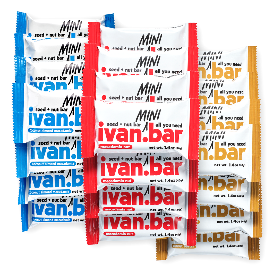 3-way Combo Box Almond Macadamia, Coconut Almond Macadamia and Peanut Butter Mini Seed + Nut Bar : 24 count